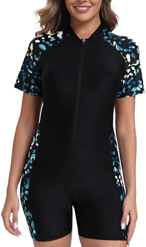 SEYUTWET Women's Full Body Rash Guard One Piece Front Zip Swimsuit